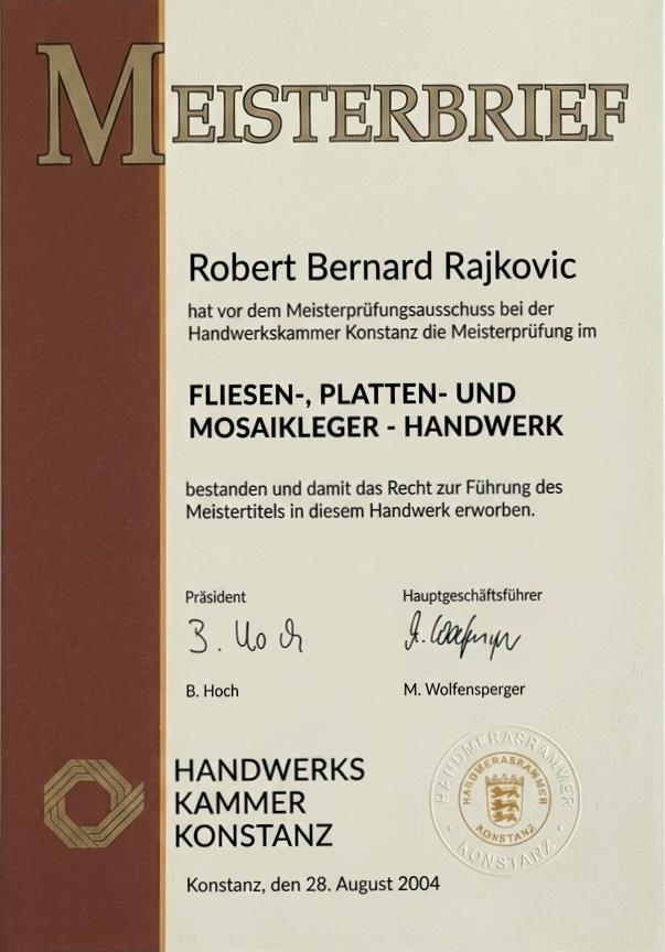Meisterbrief oder Zertifikat 1
